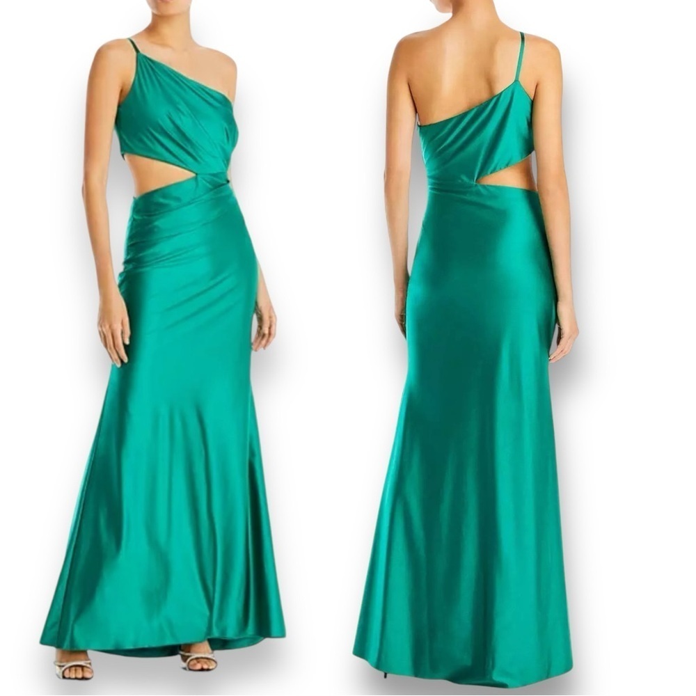 AQUA One Shoulder Cutout Maxi Dress Size 4 Retail $268 NWT